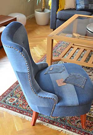 poltrona de jeans velho